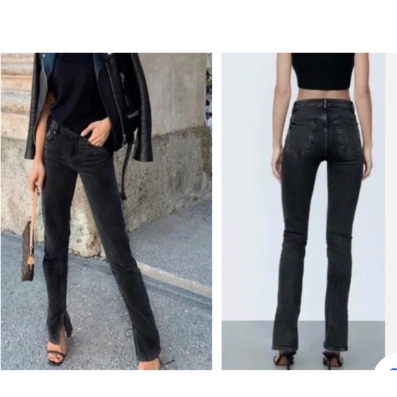 Zara Denim - ZARA High-Waist Split Bottom Jeans in Black